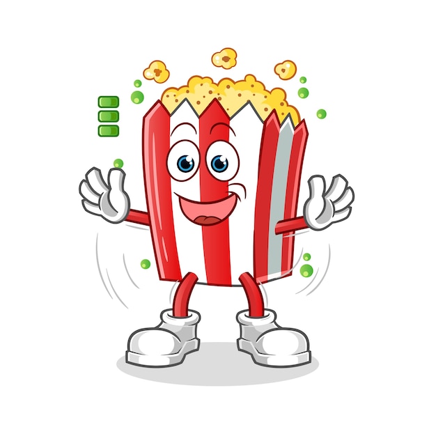 Batteria piena della mascotte del fumetto del popcorn