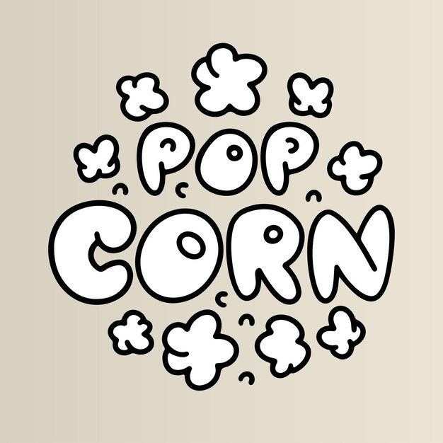 popcorn doodle logo. lettering vector illustration