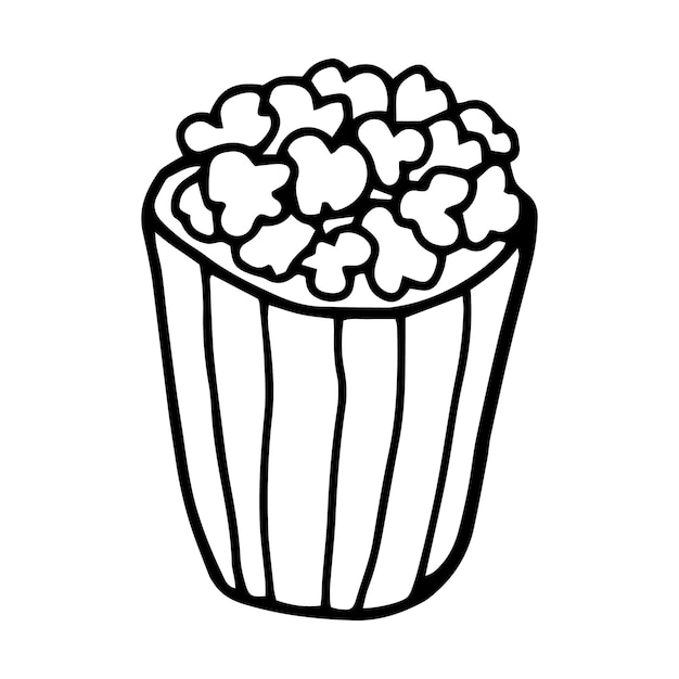 Popcorn in stile doodle vettore isolato