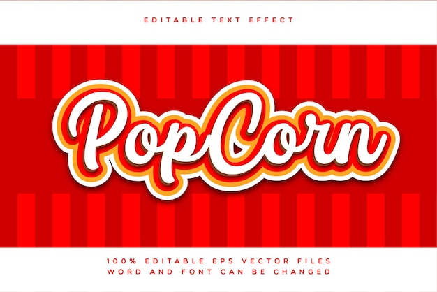 Vettore effetto testo carattere modificabile popcorn