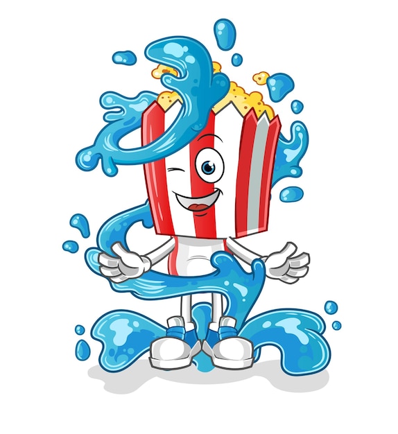 Vector popcorn head cartoon fresh with water mascot cartoon vector