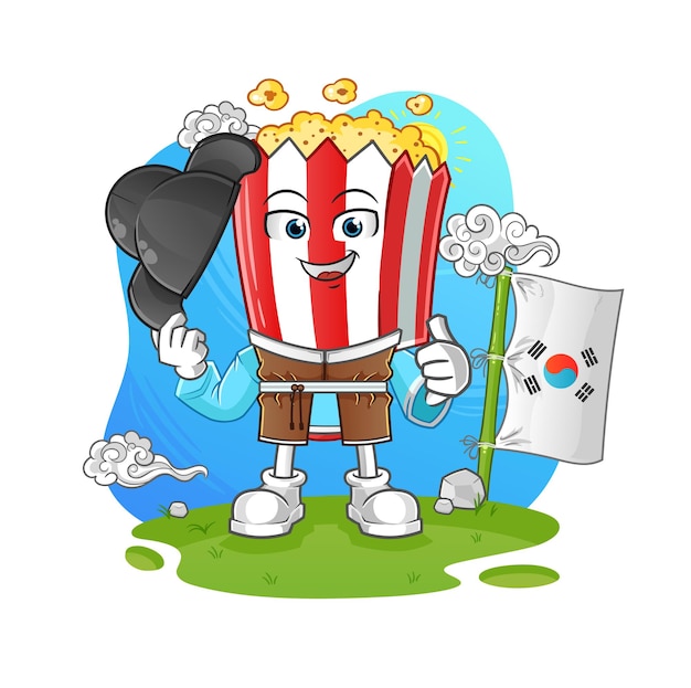 Popcorn head cartoon korean culture vector cartoon character