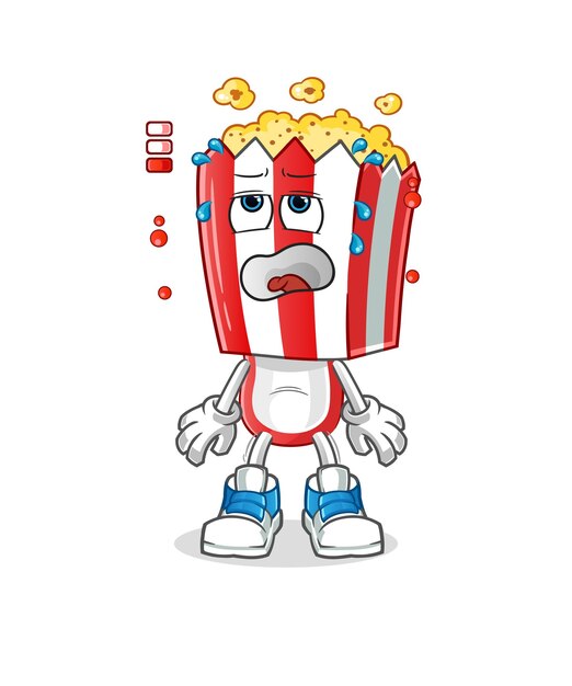Popcorn head cartoon low battery mascot cartoon vector