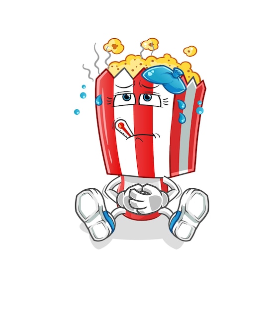 Popcorn head cartoon sick vector cartoon character