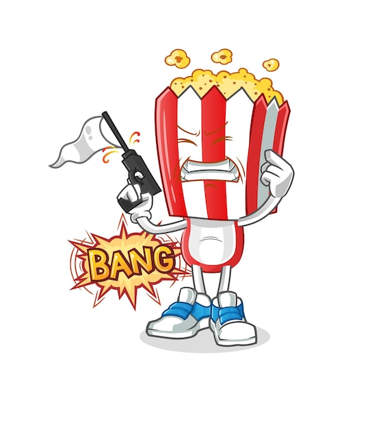 Popcorn head cartoon warning shot mascot cartoon vector