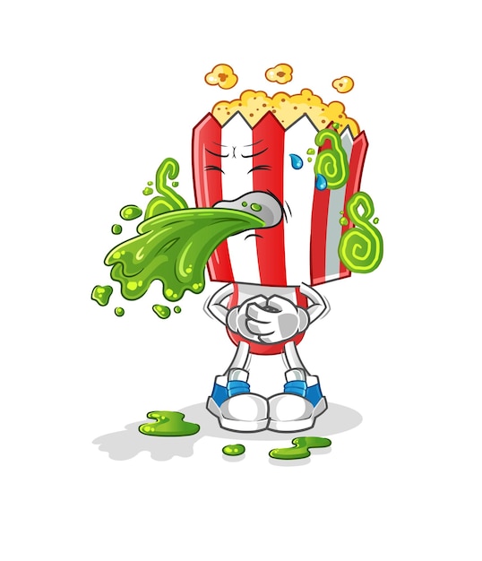 Popcorn hoofd cartoon overgeven cartoon mascotte vector