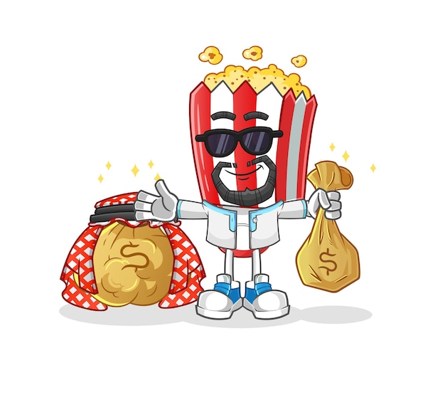 Popcorn hoofd cartoon rijke Arabische mascotte cartoon vector