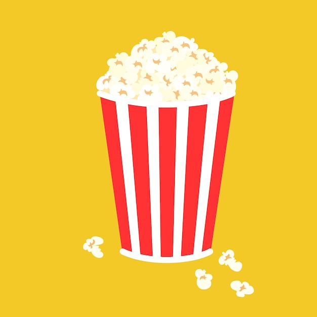 Popcorn in rode doos. eet voor bioscoop of film. vector illustratie.