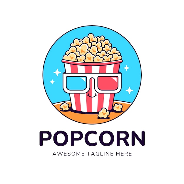 Vettore disegno del modello del logo dei popcorn