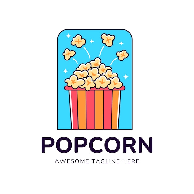 Vettore disegno del modello del logo dei popcorn