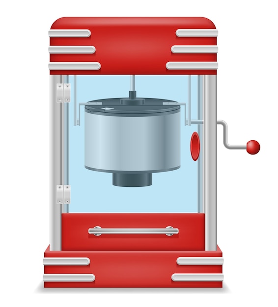 Illustrazione vettoriale della macchina per fare popcorn e snack dolci