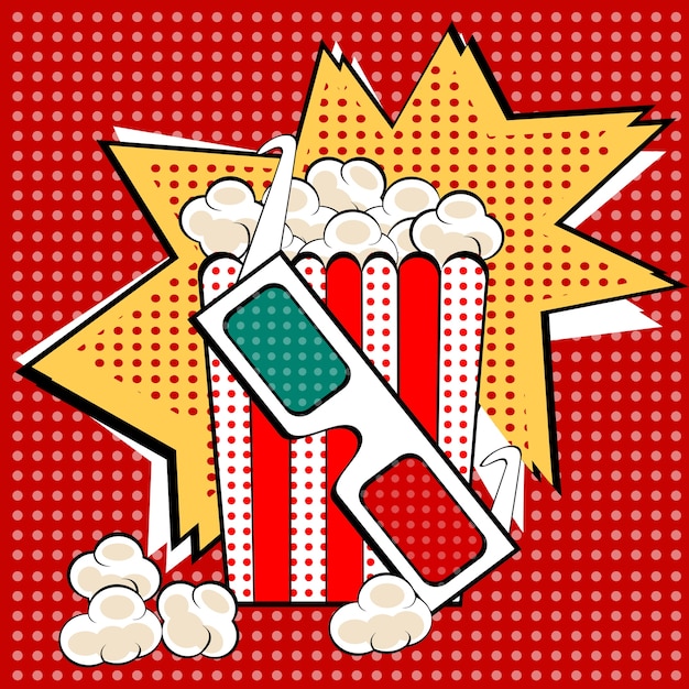 Vector popcorn pop art retro style