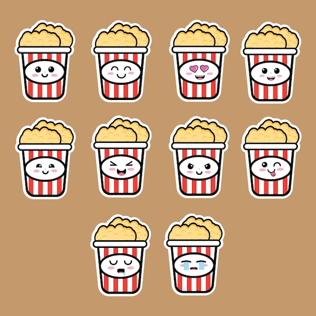 Popcorn Schattig Vector Pictogram Ontwerp