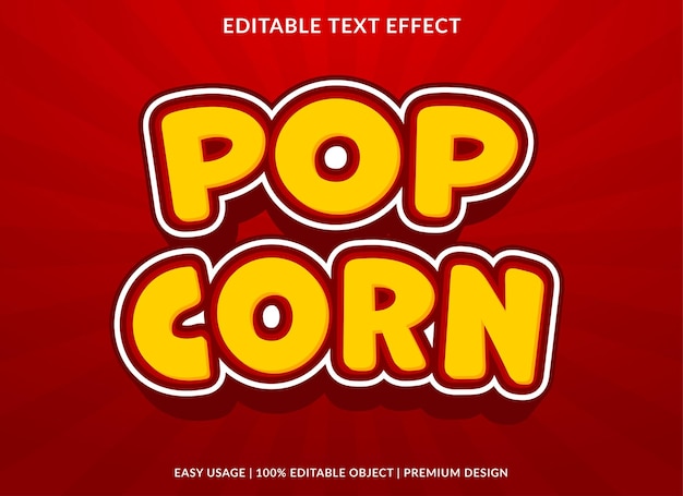 Дизайн шаблона текстового эффекта попкорна с использованием 3d-стиля для бизнес-бренда и логотипа