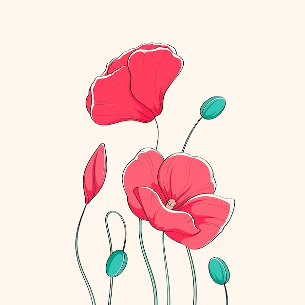 Vector poppies beautiful summer flowers for decoration