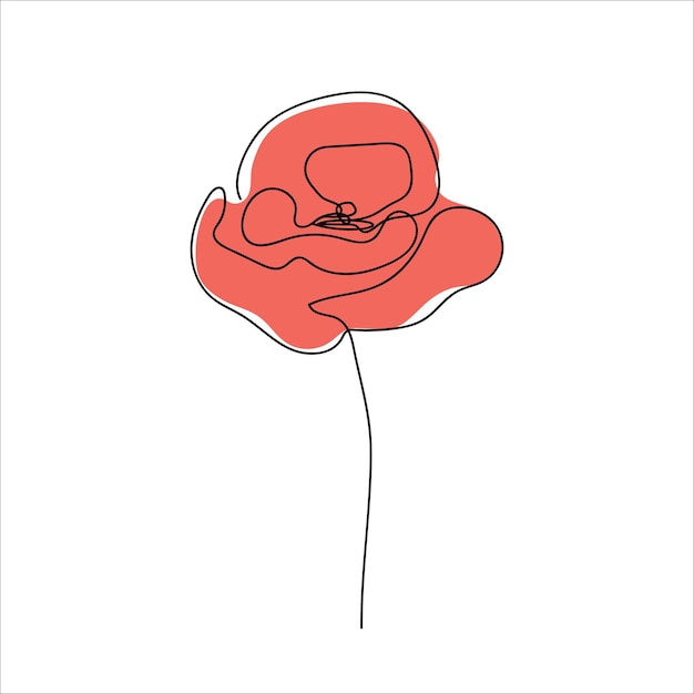 Poppies flower continuous line drawing