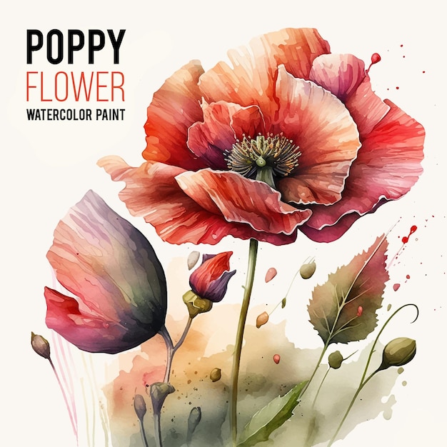 Poppy bloem aquarel verf