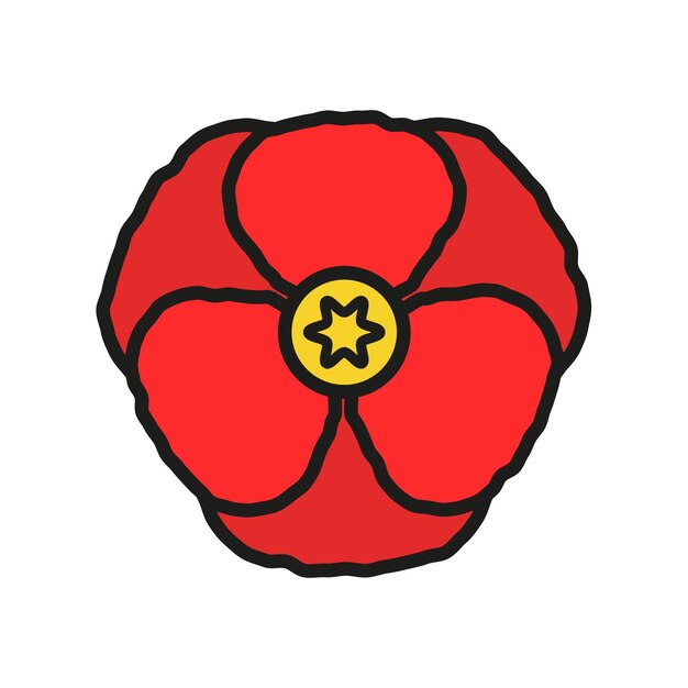 Vector poppy flower icon features a vibrant and striking design