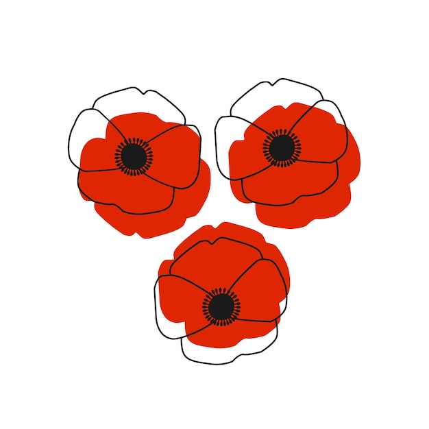 Poppy flowers for remembrance day element stock vector
