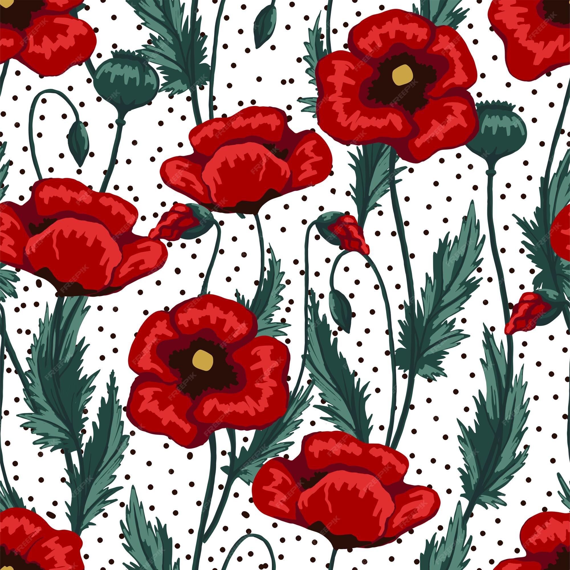 Premium Vector | Poppy plants seamless pattern. abstract vector floral  illustration. wildflowers ornament. vintage design for print, background,  textile, wallpaper, decor.