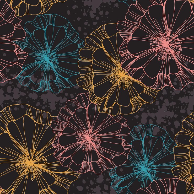 Vector poppy seamless pattern