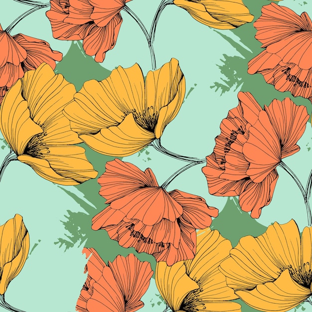 Poppy seamless pattern