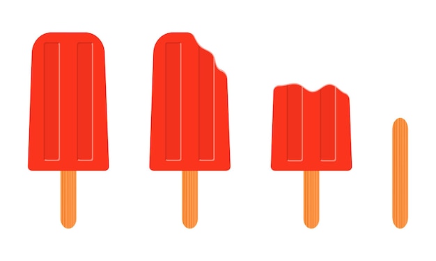 Popsicle hele en gebeten lege ijsstok