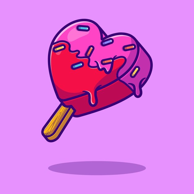 Popsicle ice cream love vector cartoon illustration flat cartoon style