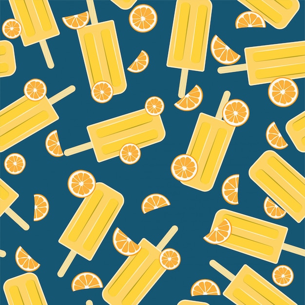 Popsicle Orange Seamless Pattern for Summer