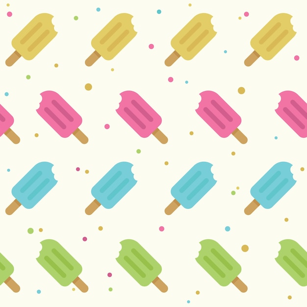 Vettore seamless pattern popsicle in stile piano