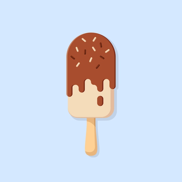 Popsicle vector flat illustration Chocolate ice cream on blue background