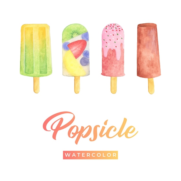 Vector popsicle watercolor design illustration