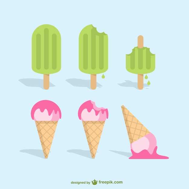 Popsicles and ice crean vector