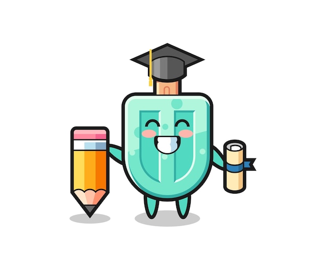 Popsicles illustration cartoon is graduation with a giant pencil  cute design