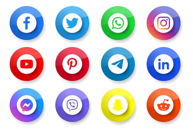 Populaire pictogrammen voor sociale media logo's of netwerkplatforms knoppen facebook instagram whatsapp-pictogram