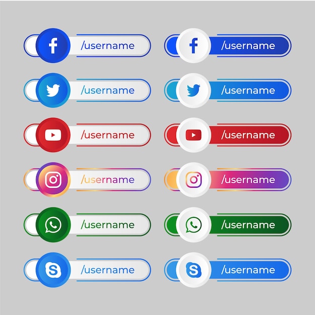 Populaire social media iconen verlagen derde web banner ontwerp set vector verloop sjabloon