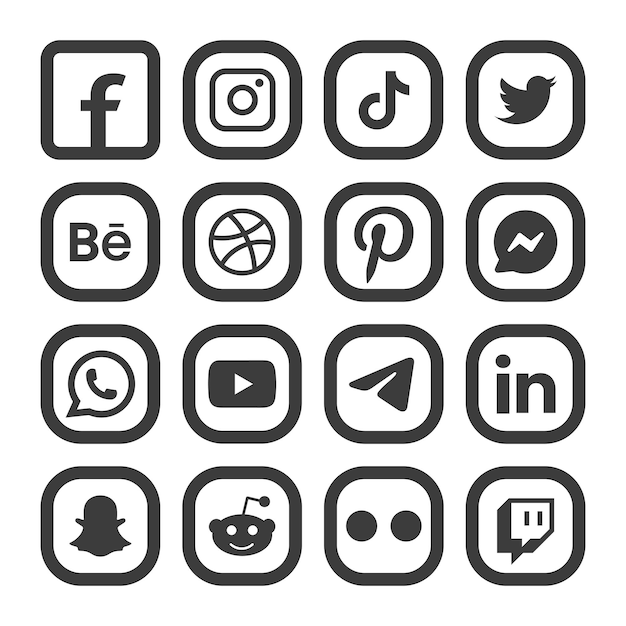 Populaire sociale netwerklogopictogrammen facebook instagram youtube pinterest tiktok en etc logopictogrammen