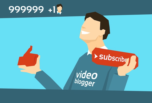 Populaire videoblogger met like abonneren