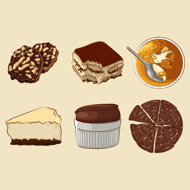 Vector popular desserts in the world