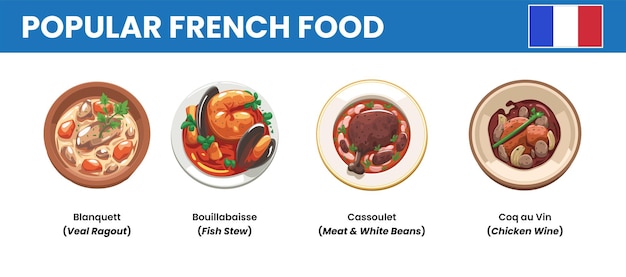 Vector popular french food