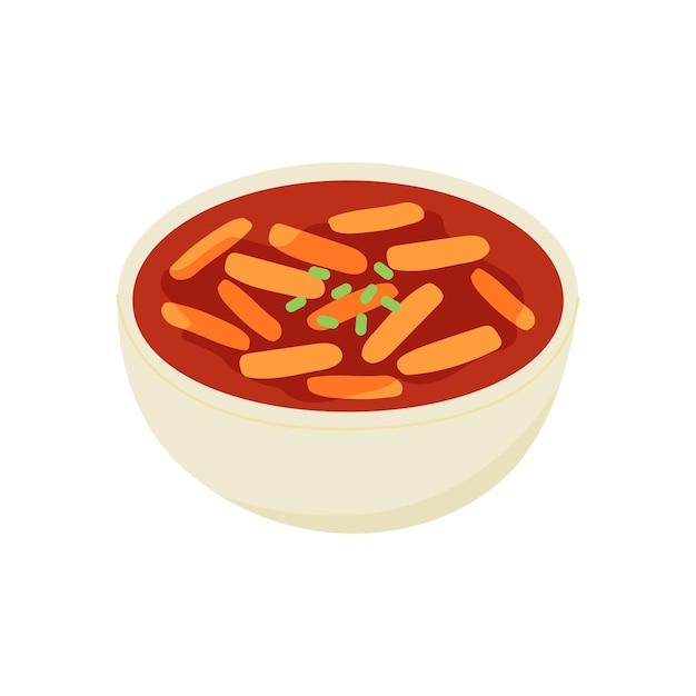 Popular Korean street food rice cakes tteokbokki illustration