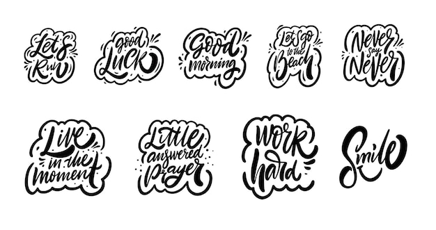 Premium Vector | Popular phrases set hand drawn brush calligraphy ...