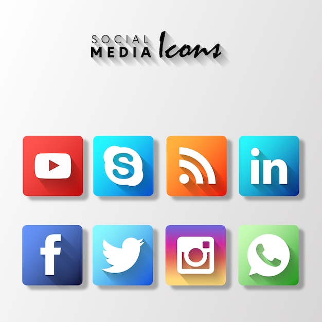 Popular rounded social media icons set