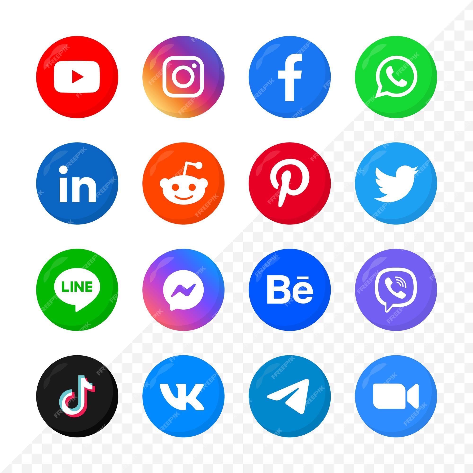 Premium Vector | Popular social media icons logos in round modern ...