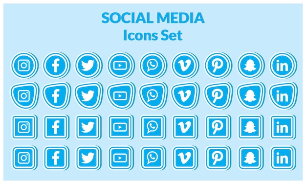 Popular social media icons set.