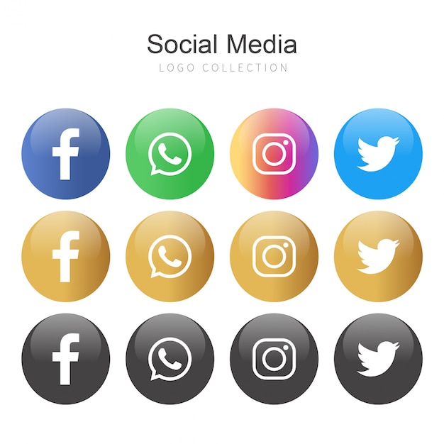 Collezione di logo popolare social media nei circoli