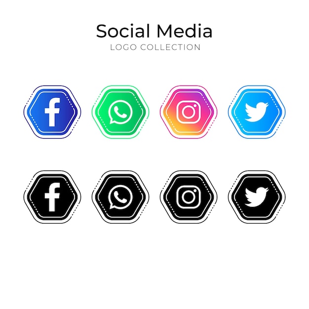 Vector popular social media logo collection