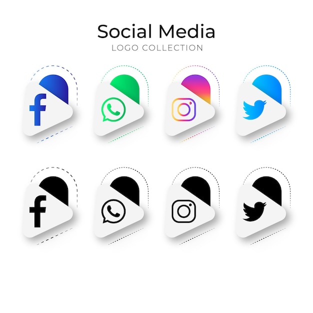 Vettore raccolta di logo social media popolare