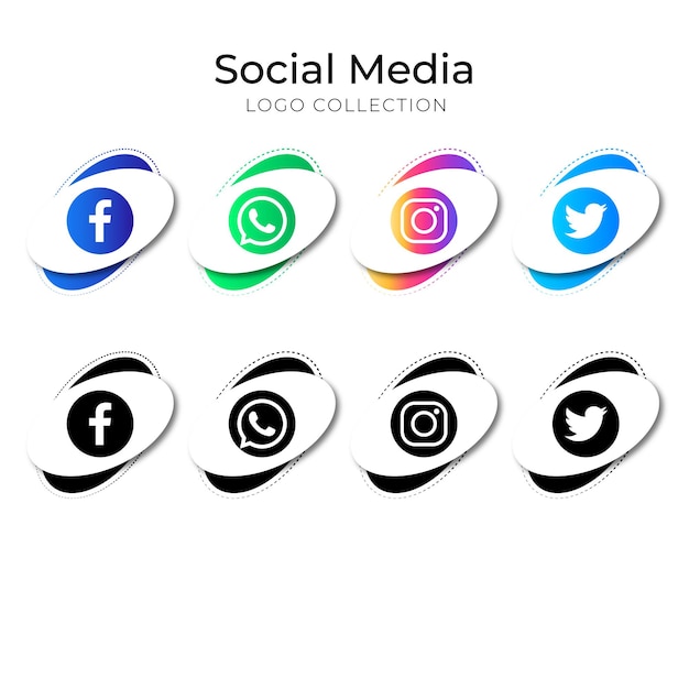 Vettore raccolta di logo social media popolare