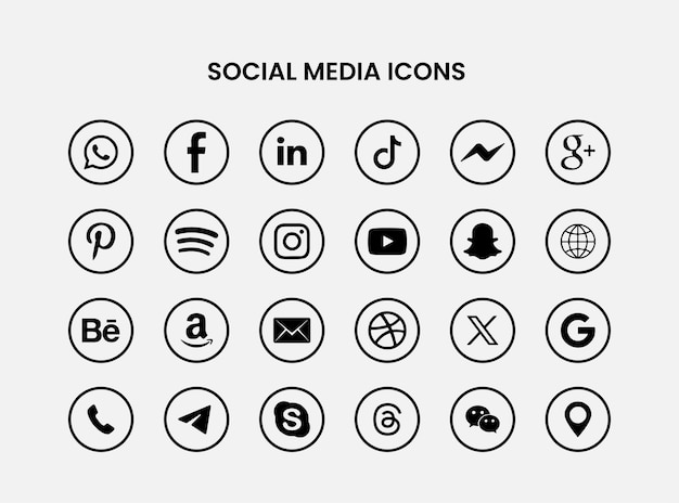 Vector popular social media logo collection